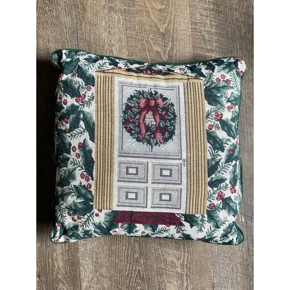 Christmas Tapestry Trow Pillow needlepoint 16